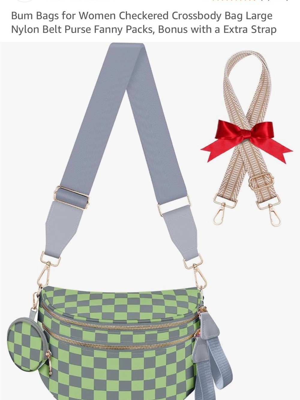 Brand new! Checkerboard Crossbody Bag for Women - Green/Gray